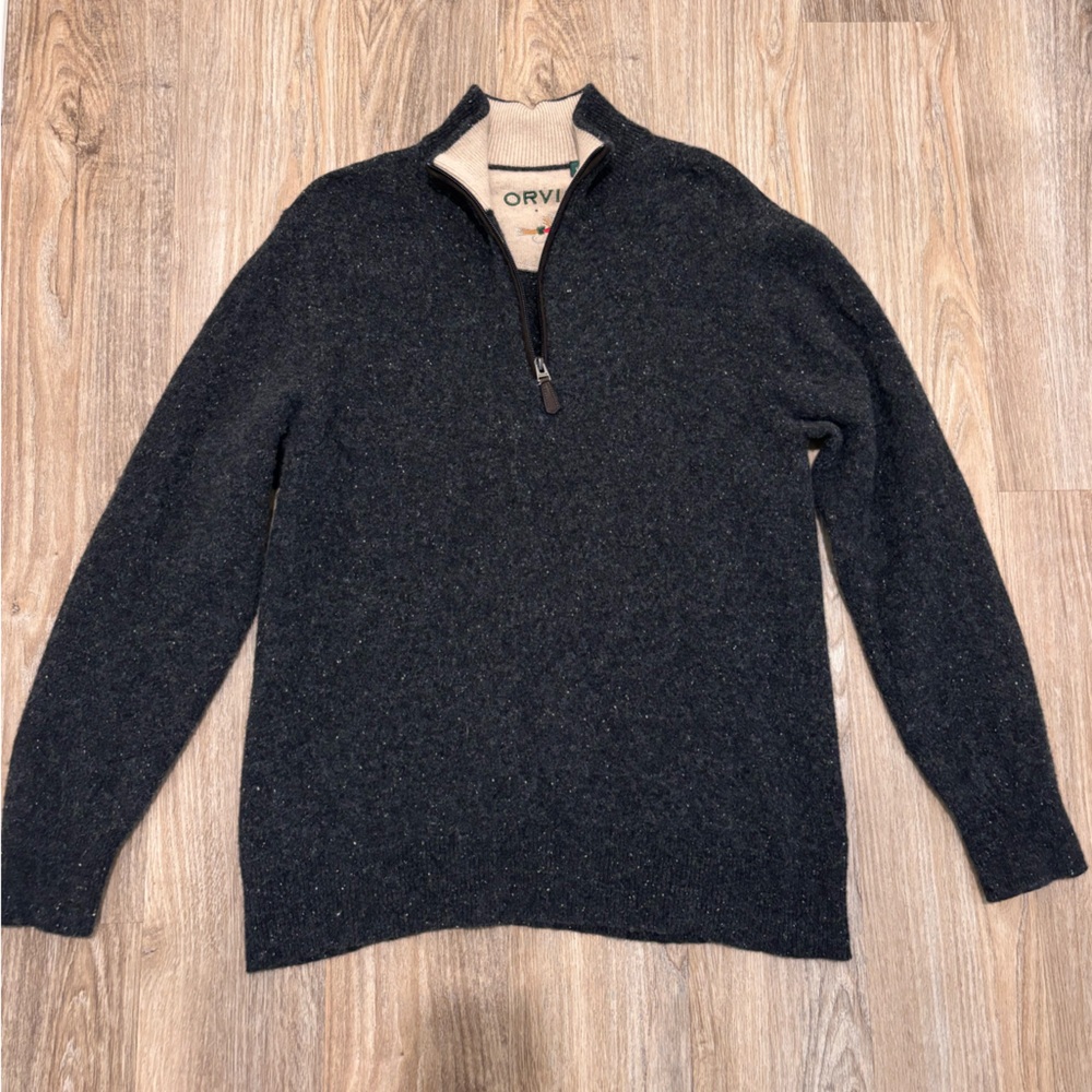 Orvis Charcoal Marino Wool Quarter Zip